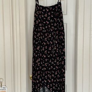 torrid Black High-Low Maxi Dress with Red & White Floral Print